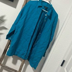 Linen blend slit long shirt, size L